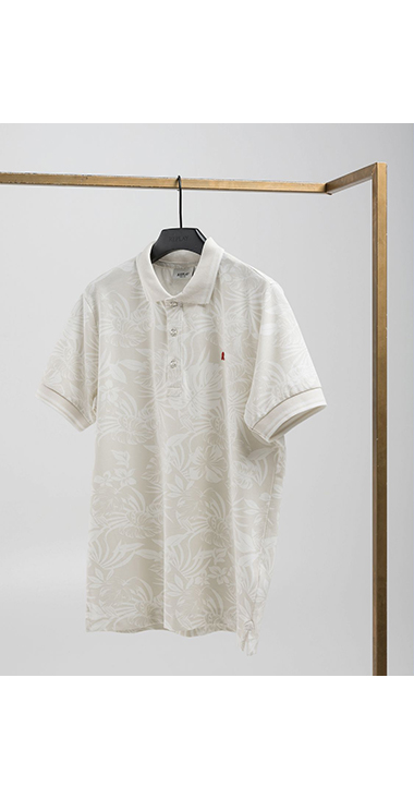 ボタニカルプリントコットンピケ ポロシャツ